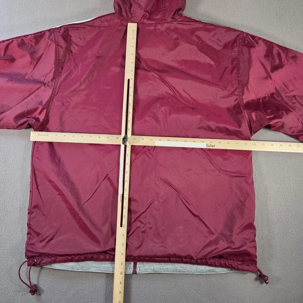 Vintage Adidas Jacket Mens Large Maroon Hooded Full Zip Striped Team Lined 90s
